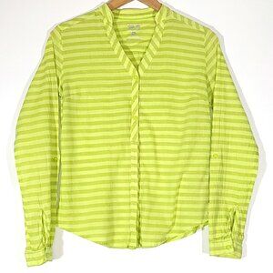 Mountain Hardwear Womens Bright Green Daralake Gauze Long Sleeve Blouse Top Sz 4